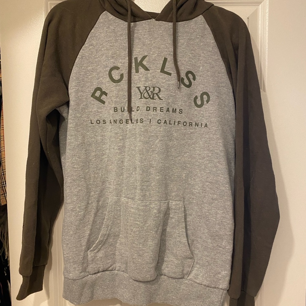 Young & reckless Olive green pullover hoodie